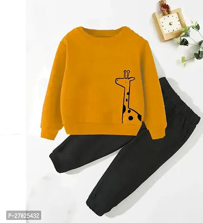 Rahello Stylish Mustard Cotton Printed Sweatshirt with Pyjamas Set