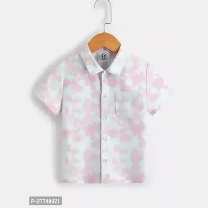 Stylish Pink Cotton Blend Printed Shirts For Boys