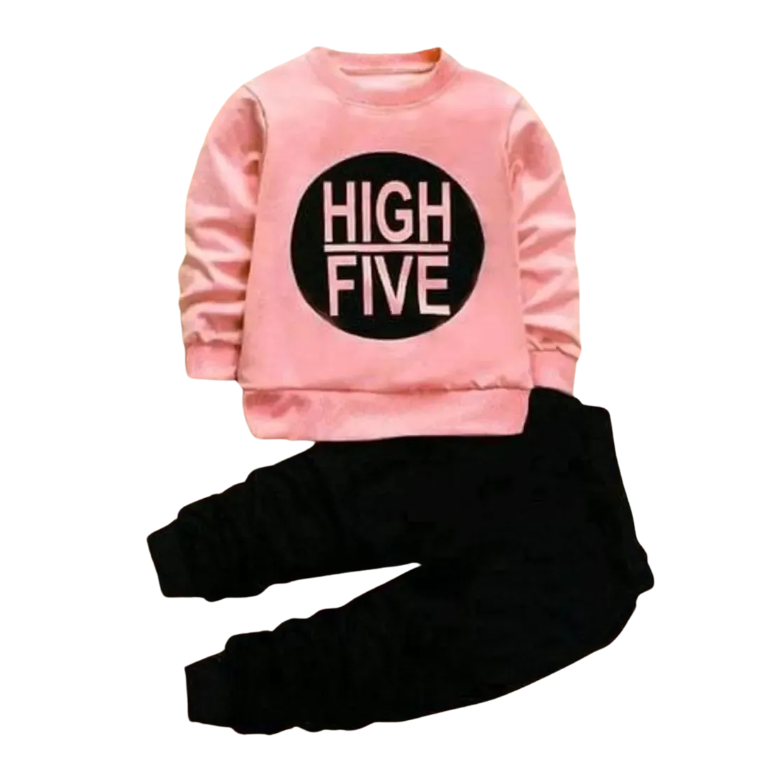 Pink & Black Cotton Sweatshirt Set For Boys