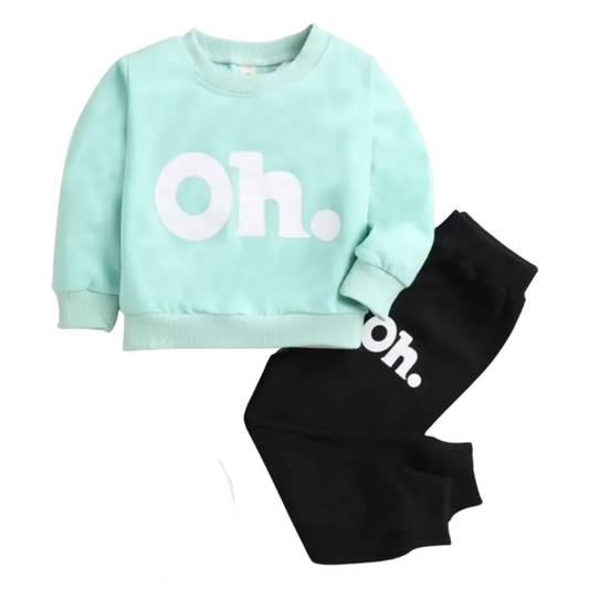 Full Green and Black Cotton Sweatshirt Set For Boys