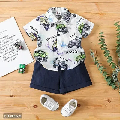 Rahello Half Sleeves Jeep Print Shirt With Shorts Set