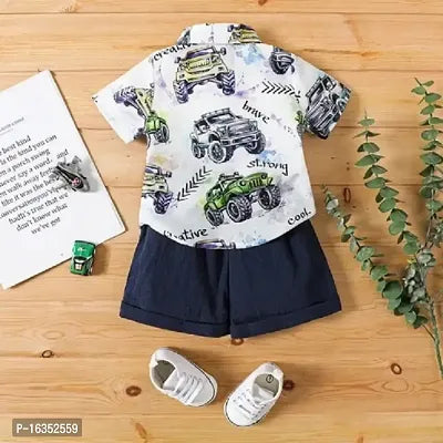 Rahello Half Sleeves Jeep Print Shirt With Shorts Set