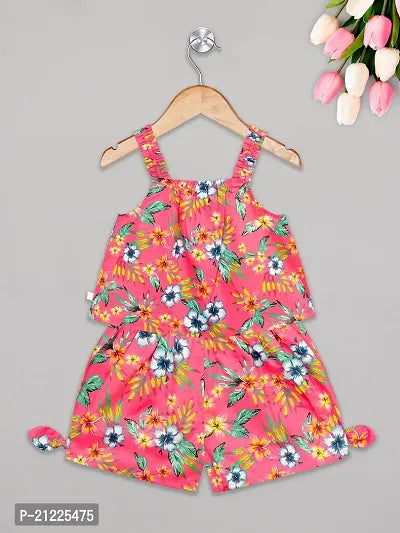 Rahello Budding Bees Girls Cotton Floral Printed Co-Ord Set