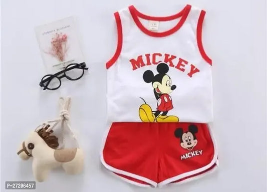 Rahello Mickey Mouse Cotton Sleeveless T-Shirt with Shorts