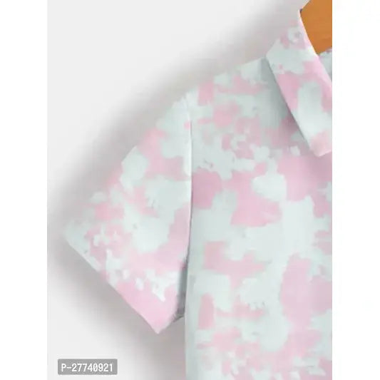 Stylish Pink Cotton Blend Printed Shirts For Boys