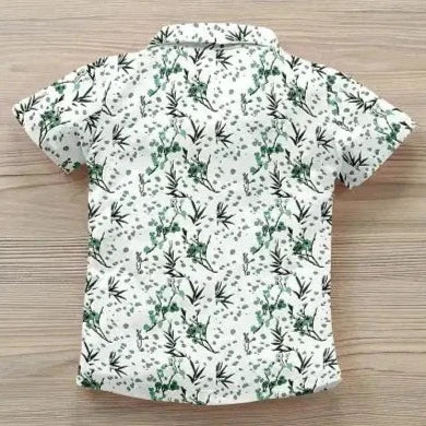 Stylish Green Cotton Blend Printed Shirts For Boys