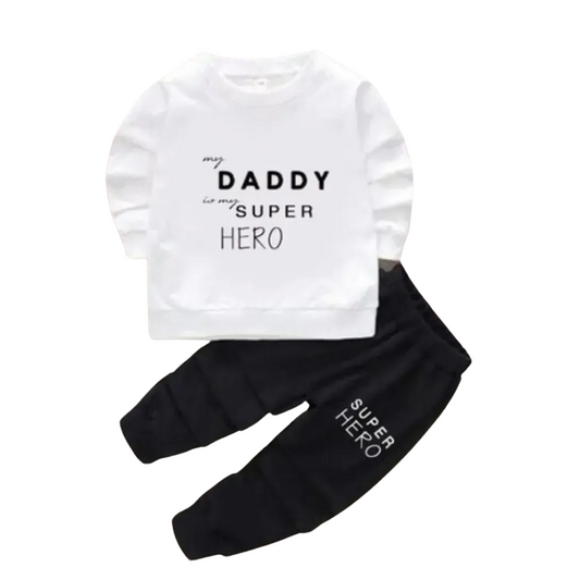 Full White & Black Cotton Sweatshirt Set