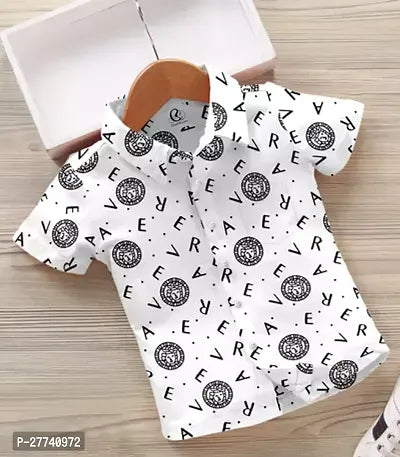 Rahello Stylish White Cotton Blend Printed Shirt