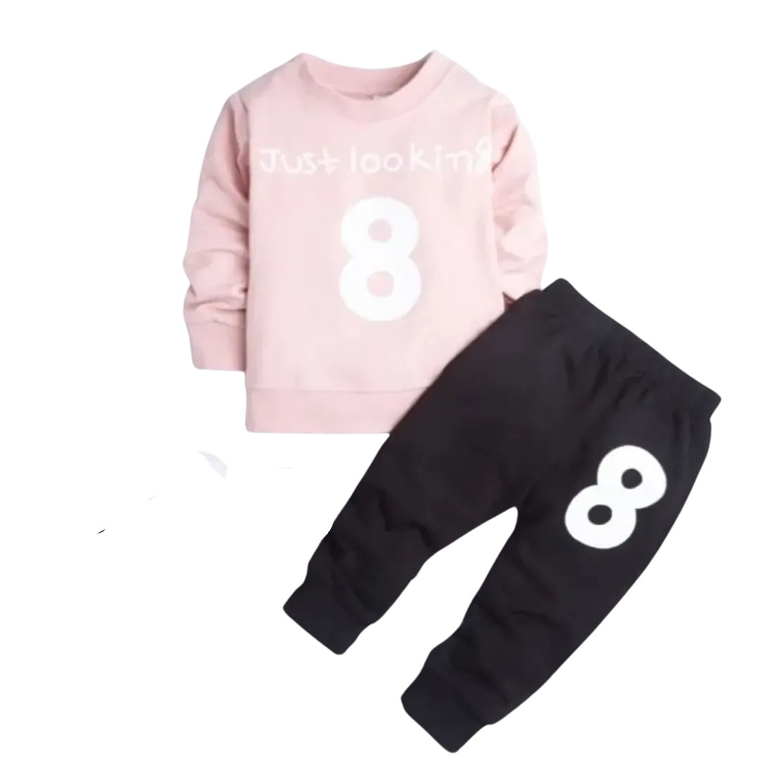 Pink & Black Cotton Sweatshirt Set Set For Boys