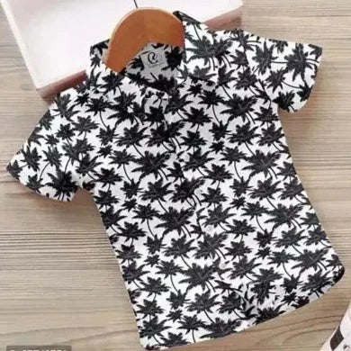 Stylish Black Cotton Blend Printed Shirts For Boys