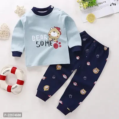 Rahello Fabulous Blue Cotton Printed Sweatshirt Set