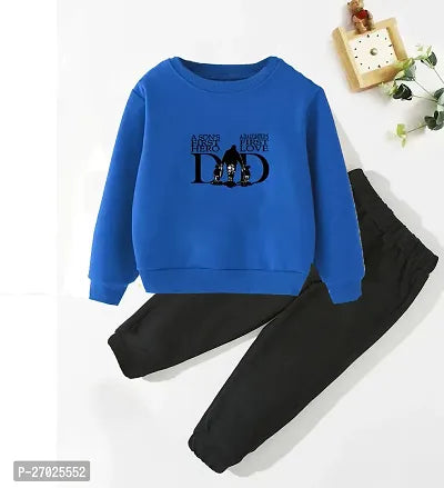 Rahello Stylish Blue Cotton Printed Sweatshirt with Pyjamas Set