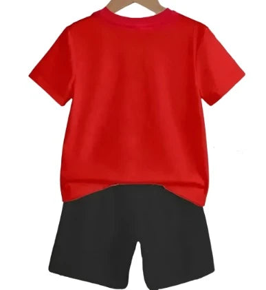 Rahello Stylish Red Cotton Printed Half Sleeve T-Shirts with Shorts