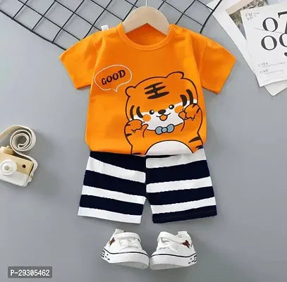 Rahello Stylish Orange Cotton T-Shirts With Shorts