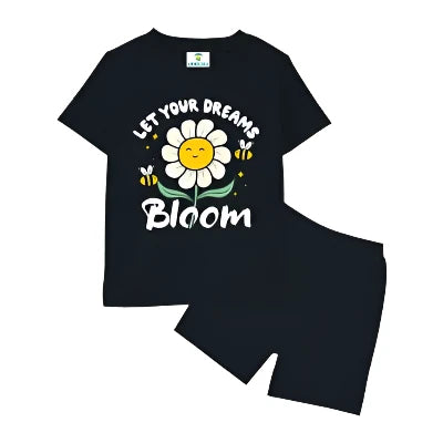 Rahello Stylish Black Cotton Printed T-Shirts With Shorts