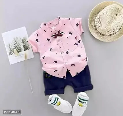 Rahello Fabulous Pink Cotton Printed Shirts with Jeans Shorts