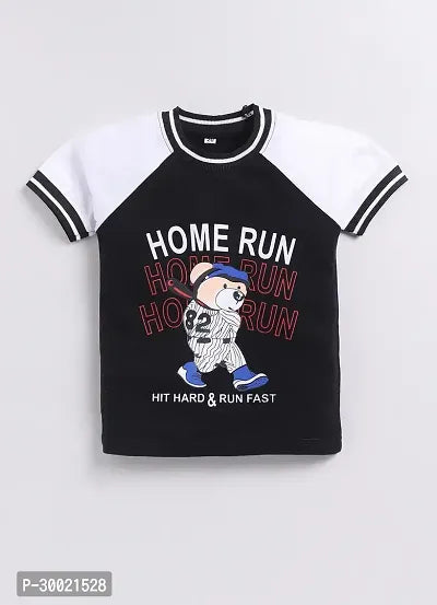 Rahello Stylish Black Cotton Printed T-Shirts With Shorts