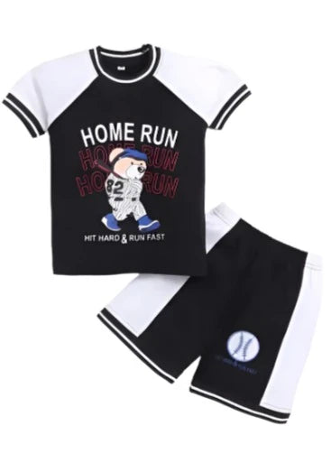 Rahello Stylish Black Cotton Printed T-Shirts With Shorts