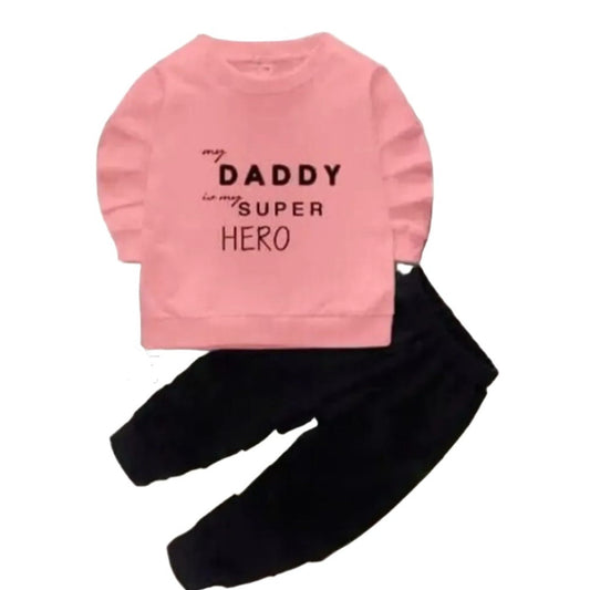 Full Pink & Black Cotton Sweatshirt Set