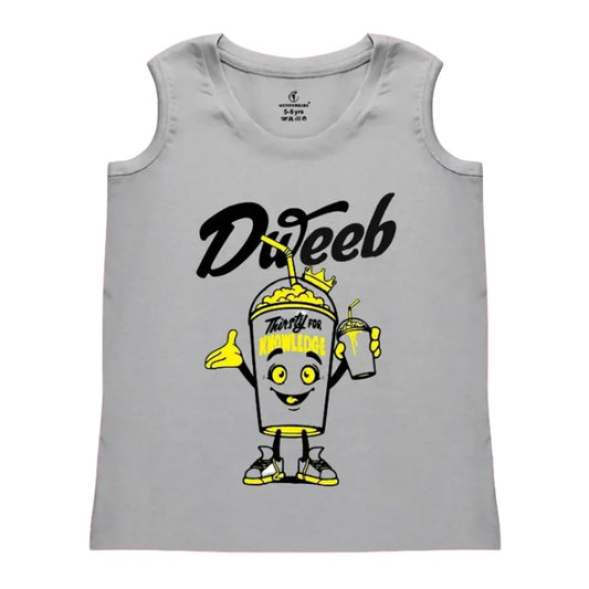 Rahello Classic Cotton Grey Printed Sleeveless T-Shirt