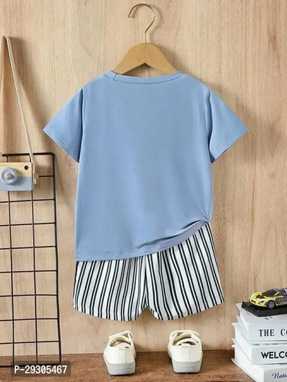 Rahello Stylish Blue Printed Cotton Blend T-Shirts with Shorts