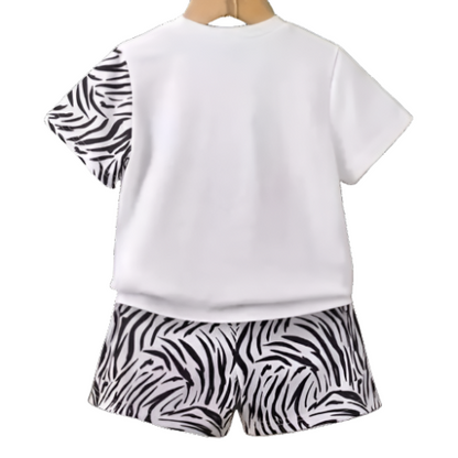 Rahello White Cotton Printed T-Shirts With Shorts Set