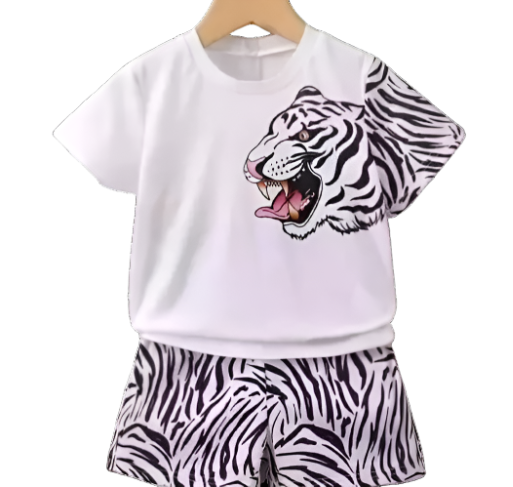 Rahello White Cotton Printed T-Shirts With Shorts Set