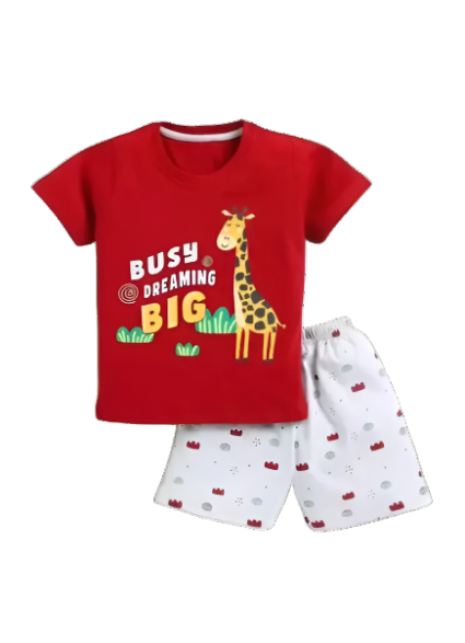 Rahello White Cotton Printed T-Shirts With Shorts Set