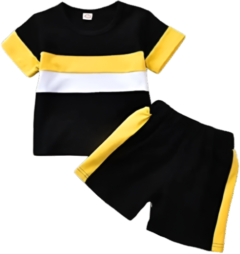 Rahello Stylish Black & Yellow Cotton T-Shirts With Shorts Set