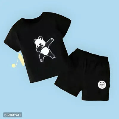 Rahello Fabulous Black Cotton Printed T-Shirts with Shorts