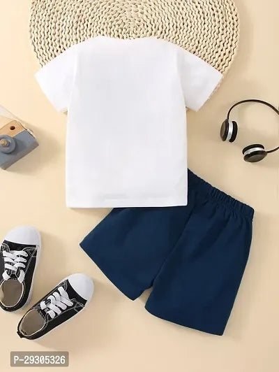 Rahello Stylish Navy Blue Cotton T-Shirts With Shorts Set